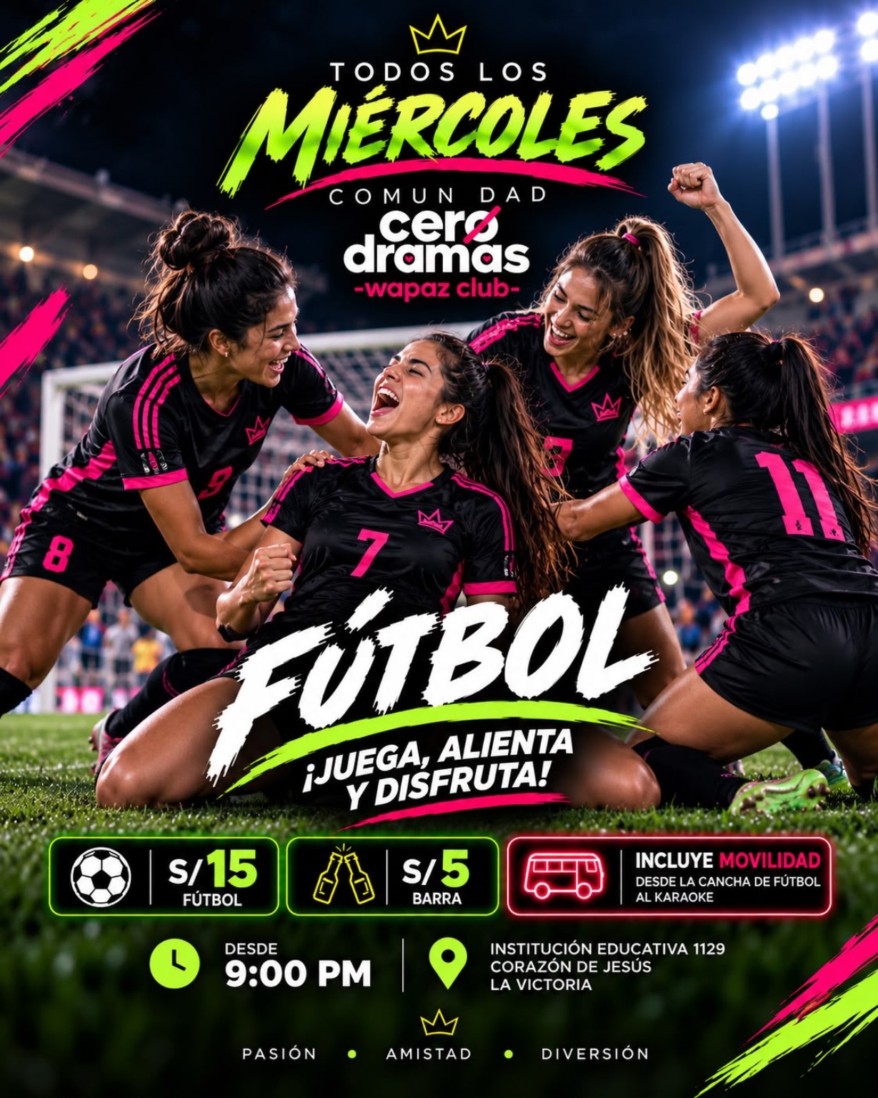 Flyer de Cero Dramas fútbol de los miércoles